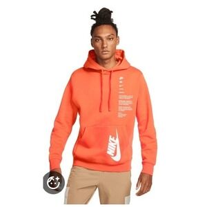 Nike Club Fleece+ Pullover Hoodie Shoebox Branding Orange Medium DQ5152-869